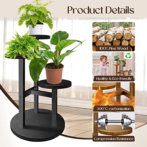 GEEBOBO 3 Tier Plant Stand Indoor - color: Black - 3 Tier
