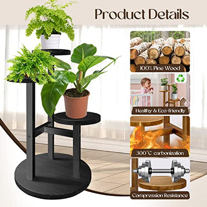 GEEBOBO 3 Tier Plant Stand Indoor - color: Black - 3 Tier