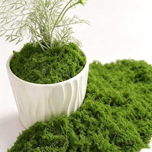 Fake Green Moss for Potted Plants 17.63OZ (500g), Artificial Moss for Crafts DIY Fairy Gardens Wedding Party, Faux Moss for Floral Arrangements,Micro-Landscape Table Centerpieces Filler Decor