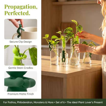 Plant Propagation Buddy, 6pcs Plant Cutting Holders for Stems, Sprouts, Shoots and Cuttings, Cute Plant Propagation Friends Support Clips for Vases, Glass Cups, Indoor Gardens, Plant Lover Gifts