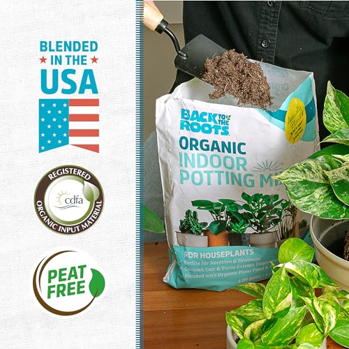 Back to the Roots 100% Organic Indoor Potting Mix (Value 12 Quart) | Promotes Healthy Houseplant Growth| Made in The USA - size: 12 Quart, style: Indoor Soil