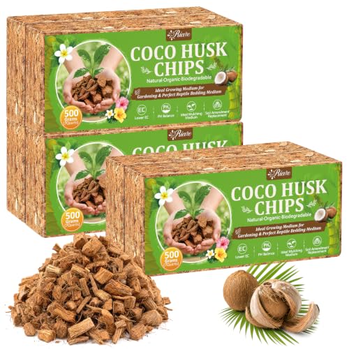 Riare Organic Coco Coir Chips for Plants Coconut Husk Substrate 6Pcs, 6.6lb - size: 6 Pack