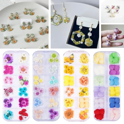 60Pcs Small Dried Pressed Flowers for Crafts,Xinxinran Tiny Dry Flower Kit for Nail Art,Epoxy Resin Accessories,Bookmark,Nails, Jewelry Making,Candle,Soap,Resin Molds(1 Boxs) - color: Blue Purple 60pcs