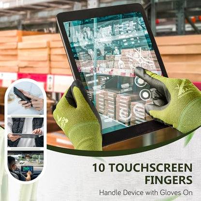 COOLJOB 2 Pairs Gardening Gloves for Women and Men, Bamboo Working Gloves Touchscreen, Grippy Nitrile Rubber Coated Work Gloves, Green/Black, Small Size (2 pairs S) | Breathable Bamboo Gloves for Men and Women, Strong Nitrile Grip, Full Palm Touchscreen,