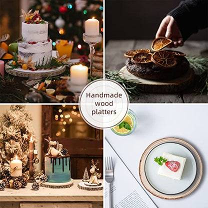 Maputune 8 Pcs 12-13 in Large Unfinished Wood Slices for Centerpieces, Natural Rustic Wooden Plate for DIY Craft, Round Wood Chips for Signage Painting Wedding Party Christmas Decor - size: 12-13 IN, 8pcs