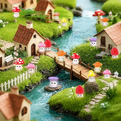60pcs Luminous Mini Mushrooms Cute Resin Mushrooms Miniature Little Small Mushroom Figures Bulk for for Micro Fairy Garden Landscape Aquarium Accessories Dollhouse Hide Crafts Decor - style: 60pcs Cute Mushrooms