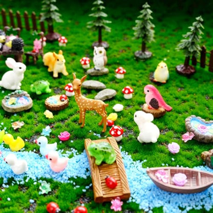 111Pcs Fairy Garden Accessories Outdoor Kit Mini Fairy House Decor Supplies | Resin Animals Figures with Elves, Deer, Bunny, Squirrel, Owl Figurines for Miniature Garden, Yard, DIY Set - style: Garden Accessories