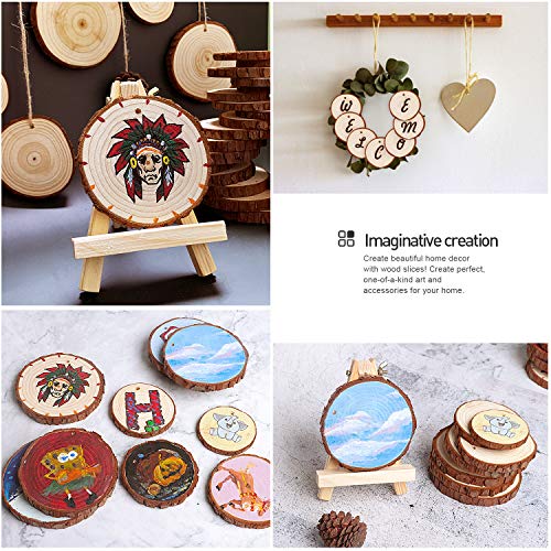 Natural Wood Slices - 30 Pcs 3.1-3.5 inches Craft Unfinished Wood kit Predrilled with Hole Wooden Circles for Arts Wood Slices Christmas Ornaments DIY Crafts - size: 30pcs(3.1"-3.5")