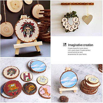 Natural Wood Slices - 30 Pcs 3.1-3.5 inches Craft Unfinished Wood kit Predrilled with Hole Wooden Circles for Arts Wood Slices Christmas Ornaments DIY Crafts - size: 30pcs(3.1"-3.5")