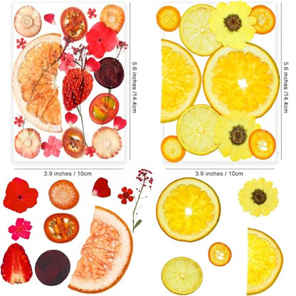 70PCS+ Nature Dried Pressed Fruits Flowers for Resin Mold, Real Dry Pressing Floral Set for DIY Jewelry Making Nail Card Scrapbook Art Craft Fruits Style - color: Bright Fruit