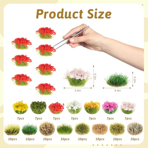 129 Pcs Static Grass Tuft Model Artificial Model Miniature Flowers Cluster