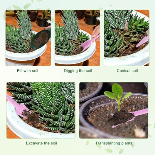 M METERXITY 2-Set Succulent Tools, Plastic 2-in-1 Mini Garden Shovel Hand Succulent Transplanting Tools Garden Shovel Transplant Trowel for Planting/Digging/Aerating [Deep Green,Green,Purple] - color: Deep Green,Green,Purple