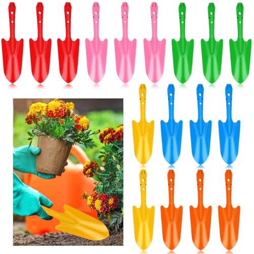 18 Pcs Small Garden Shovel Set, Hand Trowels for Gardening | Colorful Metal Mini Hand Shovels for Succulent Flower Soil Planting Weeding Transplanting