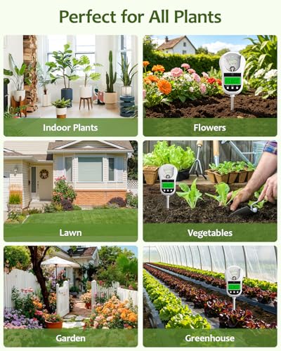 7-in-1 Soil Test Kit, Soil Moisture Meter/pH Meter/Light Intensity/Fertility/Air & Soil Hygrometer Temperature with Large Dual Display for Garden,Lawn, Farm, Indoor Outdoor Plants-Warm White | Soil Moisture Meter/pH Meter/Light Intensity/Fertility/Air & S