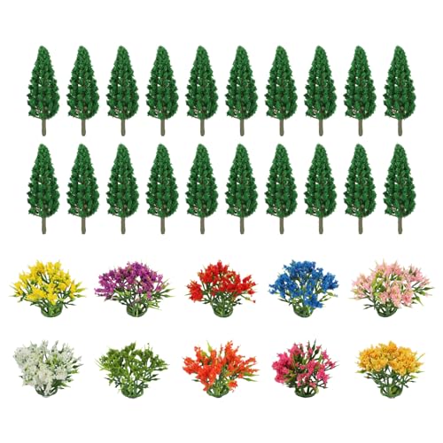 70pcs Model Trees 1.57-2.55" Mixed Diorama Model Tree Colourful Flower Trees Grass Architecture Mini Trees for Crafts Building Model Railway Scenery Landscape Supplies (Style 03) - color: Style 3