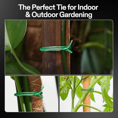 VIVOSUN Twist Ties, 164 ft (50m) PE-Coated Green Plant Ties with Cutter, Reusable & Flexible Tomate Ties for Plant Support, Indoor Outdoor Gardening, Cable Management, Home Office Organization | Reusable & Flexible Tomate Ties for Plant Support, Indoor Ou