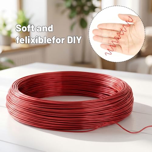 Tenn Well 165ft 18 Gauge Aluminum Craft Wire Red Bendable for Jewelry | Bendable metal wire for sculpting, floral making, wreath making, wire wrapping, Christmas - color: Red