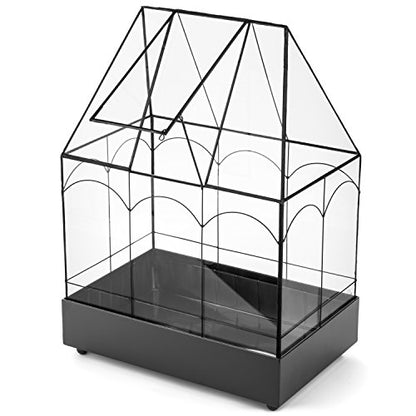 H Potter Large Glass Terrarium Wardian Case - 20" Tall - Indoor Planter | Hinged Roof | Metal Base | Tabletop Container for Orchids Ferns and Tropical Plants