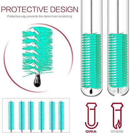 Long Straw Brush Cleaner (10 Pack), Flexible Nylon Tube Cleaning Brushes with 0.4" Bristles, Rust-Proof Stainless Steel Wire Washer for Reusable Tumblers, Sports Bottles & Pipes (10 Inch) - color: Green