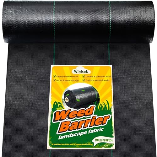 Winisok 4FT x 300FT Weed Barrier Landscape Fabric, 3.2oz Woven Garden Cloth, Heavy Duty Breathable Ground Cover for Landscaping, Gardening and Farming - size: 4ft x 300ft