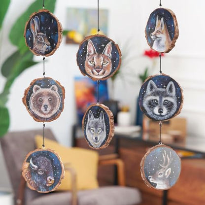 ARTEZA Natural Wood Slices, 3.5-4 Inch Diameter, Set of 25, Brown Round Pine Wood Discs with Bark for Crafts, Christmas Ornaments, Centerpieces - size: M