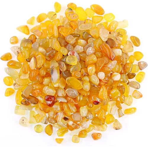 1 LB (460g) Natural Polished Crushed Agate Pebbles Chips, Yellow - color: Yellow