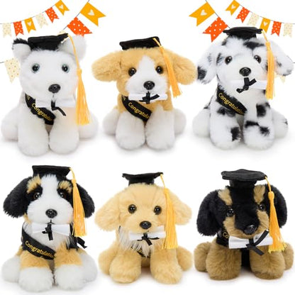 Tezituor 6 Pcs Graduation Plush Dog Bulk Toy 6", 2026 Cute Puppy Graduation Stuffed Animal Gift for Boys and Girls Graduates, Congrats Grad Keepsake - color: 6 Dogs Grad