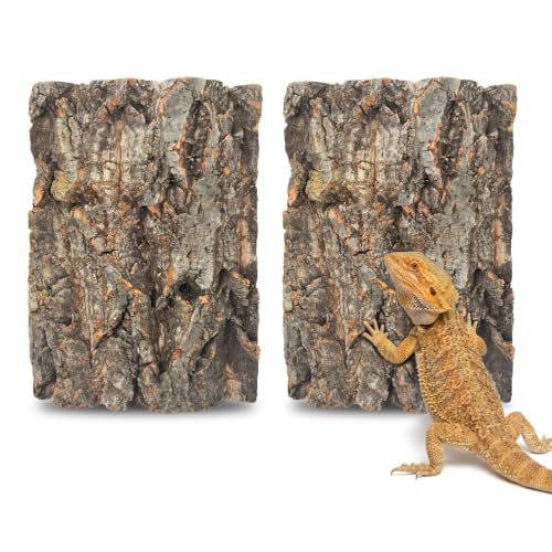 2 Pcs Natural Cork Bark, Reptile Cork Bark 5.9x7.9 Inches, Cork Bark Climbing Mat for Reptiles Turtle Dragon Lizard Geckos Bearded Geckos Frogs, Terrarium Background Habitat Decor - color: 5.9x7.9 Inches-2pcs