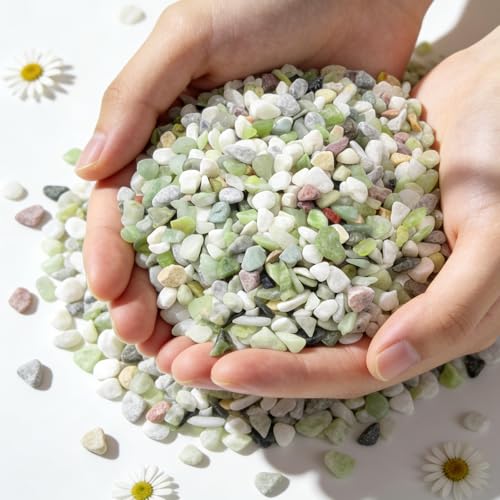 3/8 Inch Mixed Color Polished Landscape Decorative Stone, 3Lb - color: Colourful Jade, size: 3LB