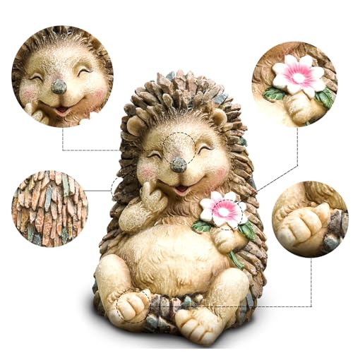 Resin Small Garden Cute Hedgehog Decor, 3.9 Inch High, Waterproof Animal Figure, Outdoor for Flowerpot Lawn Yard, Indoor Shelf Desk Bookshelves - size: Small