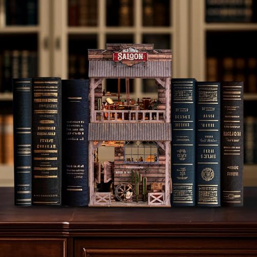 Book Nook Kit - DIY Miniature House Diorama Dollhouse Kit, Booknook Tiny Western Bookshelf Decor, 3D Wooden Puzzle for Adults,DIY Hobby Craft Gift(Old Town Saloon)