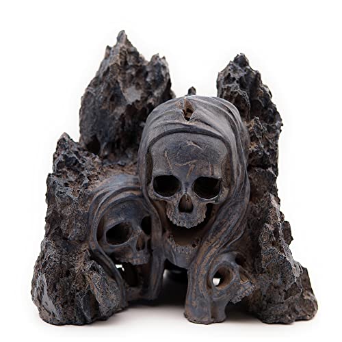 Allcolor Aquarium Skull Rock Decor, Skull Canyon for 10+ Gallon Tanks - style: Skull Canyon