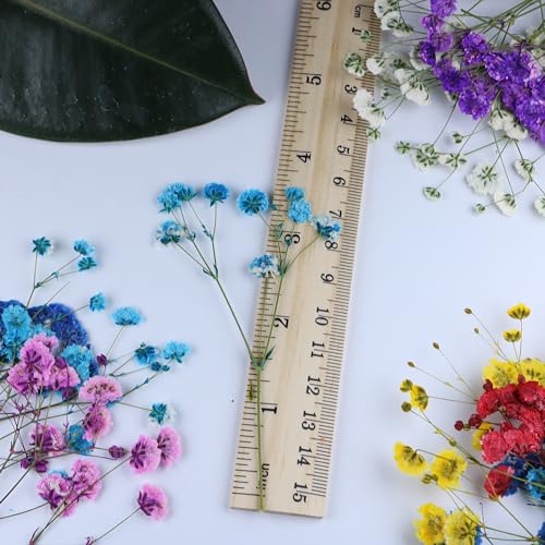 9 Mixed Color 90 Branches Babys Breath Flowers Set,Real Gypsophila Natural Dried Pressed Flowers,for Resin Candle Crafts Scrapbooking Bookmark DIY Nails Jewelry , Plant Herbarium +1 Tweezers - size: 90pcs