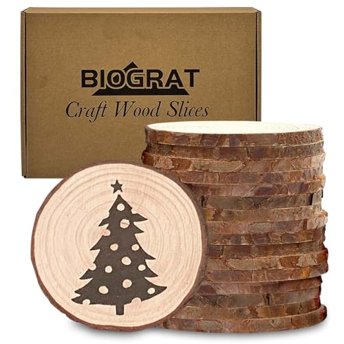 3 Inch Wood Slices (2.8-3.1”) 16 Pieces Wooden Discs Ornaments Bulk | unfinished natural wooden rounds circles blocks coasters cookies for crafts,no holes,for centerpieces,with bark - size: 2.8-3.1 Inch 16 pcs