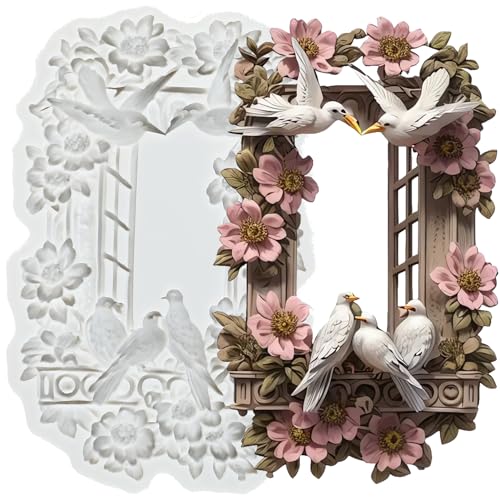 Lingzhi Door Window Silicone Molds Bird Fondant Mold for Cake Decoration Chocolate Candy Cupcake Topper Sugar Gum Paste Polymer Clay - color: Style G
