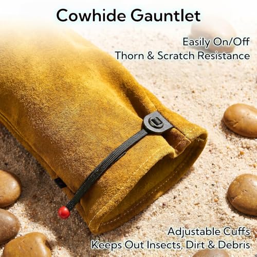 Thorn Proof Gardening Gloves for Women and Men, Breathable Long Sleeve Leather Gloves for Rose and Cactus Pruning, Heavy Duty Adjustable Cuff Garden Work Gloves, Ideal Gardening Gifts