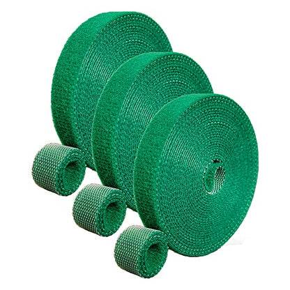 Green Garden Ties|Plant Ties for Climbing Plants 100 feet x1/2‘’in 3 Rolls|Plant Supports for Effective Growing Strong |Green-Recycled Plastic Garden Twine & Twist Ties for Tomato Stakes