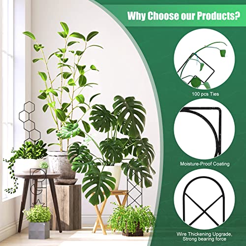 Wellsign 15.94Inch Plant Trellis for Climbing Plants Indoor Outdoor | 4 Patterns Metal Small Garden Houseplant Trellis for Potted Plants for Vine Ivy Flower Plant Support Lover Gifts Lattice - size: Back-Metal-Trellis02