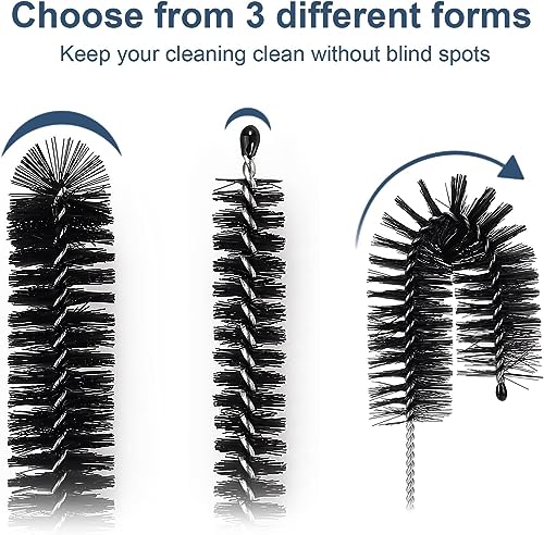 Ixiaoyoo Straw Cleaner Brush Set, 12 Pieces Botthle Cleaning Brush and Nylon Tube Brush Brush, 11.8 Inch Long Cleaning Brush Kit for Water Bottle, Straws on Tumbler, Sippy Cup, Tea Pot Spout - color: 11.8 Inch Black Cleaning Brushes