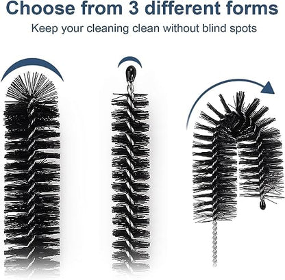 Ixiaoyoo Straw Cleaner Brush Set, 12 Pieces Botthle Cleaning Brush and Nylon Tube Brush Brush, 11.8 Inch Long Cleaning Brush Kit for Water Bottle, Straws on Tumbler, Sippy Cup, Tea Pot Spout - color: 11.8 Inch Black Cleaning Brushes