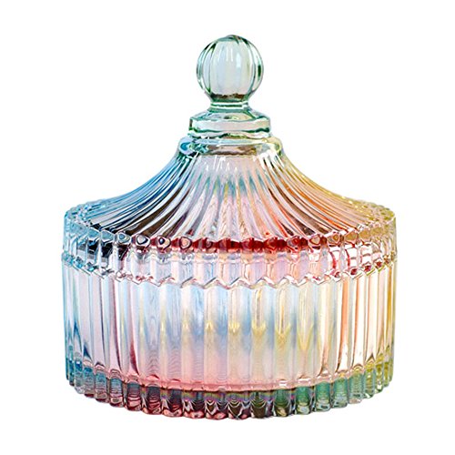 CHOOLD Luxury Colorful Tent Shaped Crystal Candy Jar with Lid,Clear Glass Apothecary Jar Wedding Candy Buffet Jar Food Jar (10oz/24oz) - color: Clear-L