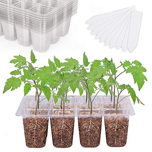 12-Pack Seed Starter Trays, 12-Cell Insert Trays, Clear | 144 Standard Cells Save Space for Microgreens, Herbs & Small Seeds. Adjustable Vents and Clear Trays Monitor Root Growth - color: Clear, size: 144 Cells
