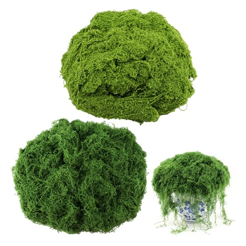 2 Pcs Fake Craft Moss Set, 2 Colors, 7 Oz Fake Moss for Crafts, DIY, Decor
