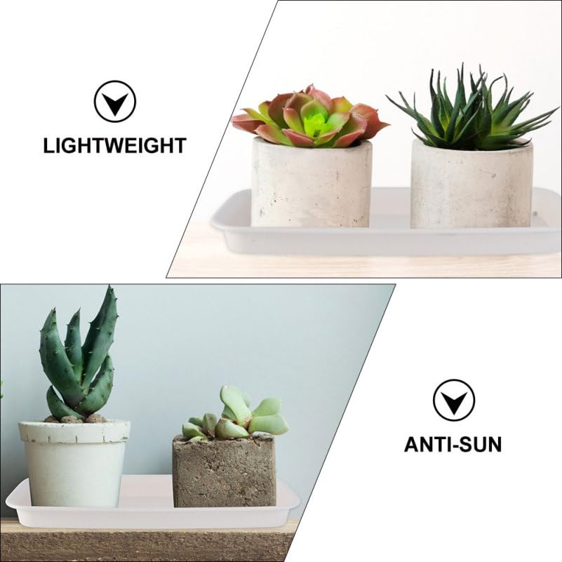 Healeved 3pcs Plastic Flowerpot Trays Rectangular Plant Saucer Elegant Square Plant Water Plate Bonsai Water Trays - size: 31.00X10.50X2.80CM