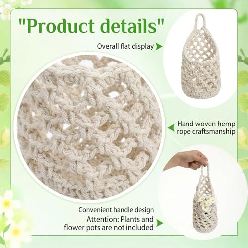 6 Pack Macrame Plant Hangers, Small Hanging Planters for up to 5 Inch Pot - color: Beige