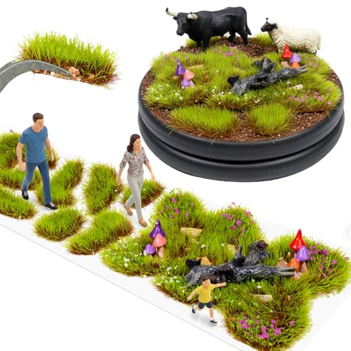 Warmtree 1 Box Static Grass Bushy Tufts Lowland Shrubs Scenery DIY Miniature 3D Tree Branches and Mushroom for Train Landscape Scenery Military Layout Model War Gaming Terrain (Spring Green)