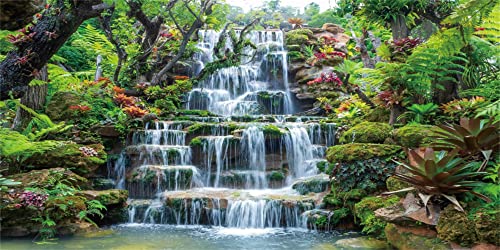 72x24 inches Waterfall Aquarium Backdrop Plants Reptile Habitat Background | AWERT Forest Park Green Tropical Plants Fish Tank Background Vinyl - size: 72x24in/180x60cm