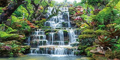 72x24 inches Waterfall Aquarium Backdrop Plants Reptile Habitat Background | AWERT Forest Park Green Tropical Plants Fish Tank Background Vinyl - size: 72x24in/180x60cm