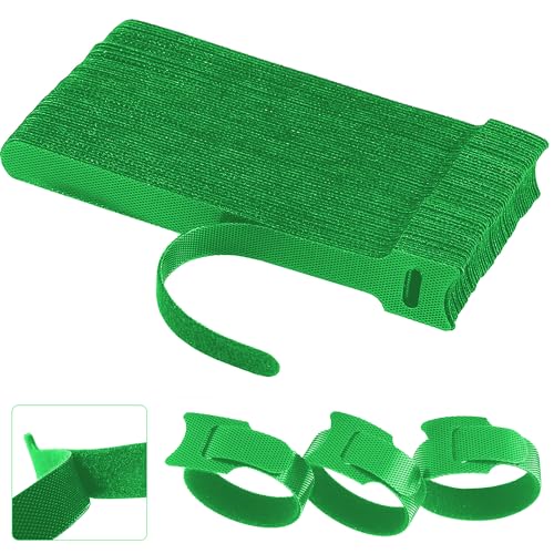 60 PCS Garland Ties Plant Cable Straps for Support Plant Growth, Adjustable Indoor/Outdoor Decorative Nylon Reusable Hook and Loop Design(Green,6 inch) - color: Green