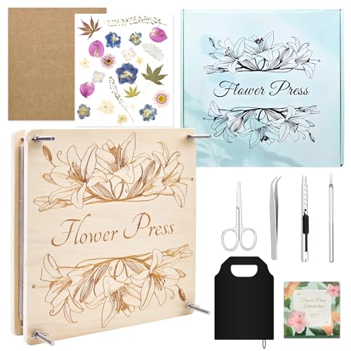 GTQYYF Flower Press Kit 11" x 11" Large Wooden Flower Presser, 10-Layer Flower Pressing Kit for Adults & Teens, DIY Wedding Bouquet Preservation, Dried Flower Art, Pressed Flower & Leaf Crafts